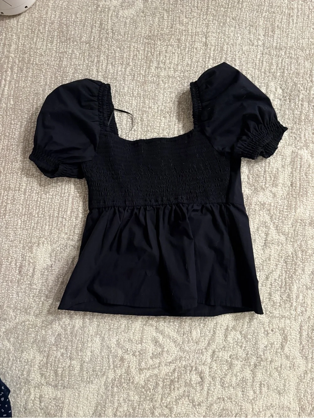 NWT abercrombie Black Puff Sleeve Square Neck Top